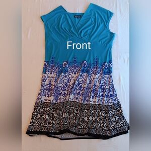 Jones New York blue sleveless mid-length stretchy dress 22W